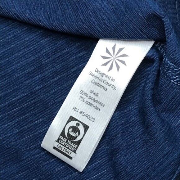 Athleta Shadow Striped Chi Yoga Tank Top Sz XS Scoop Neck Heather Blue Racerback - Picture 8 of 8